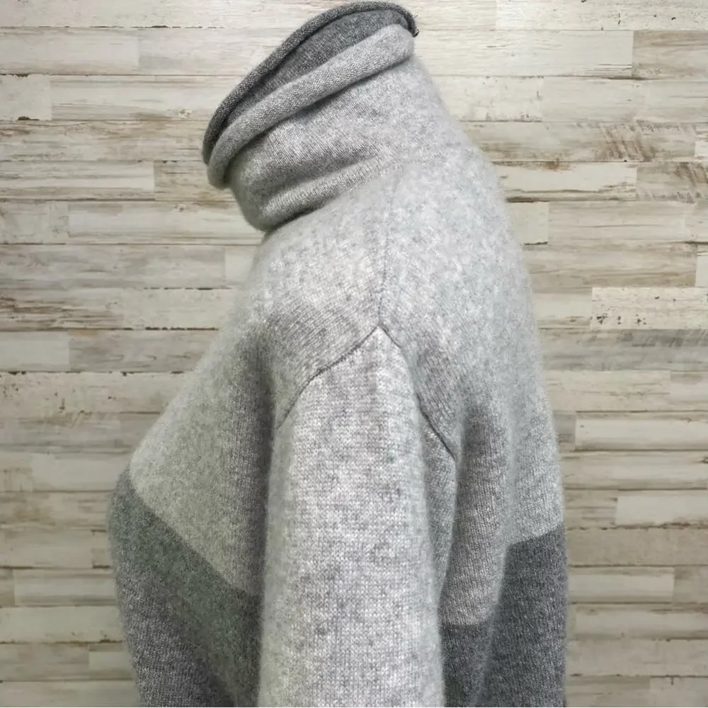 Magaschoni Cashmere Sweater Mock Neck Womens Size M Black Gray Colorblock - Picture 6 of 11